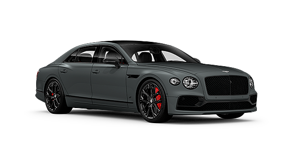 Bentley Panama Bentley Flying Spur S front side angled view in Cambrian Grey coloured exterior. 
